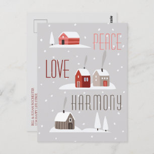 Peace Love Harmony Retro Christmas Holiday Photo  Postcard