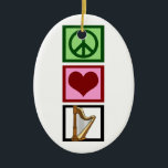 Peace Love Harp Ceramic Tree Decoration<br><div class="desc">Peace Love Harp. A cute gift for a harpist who loves playing the harpsichord. A beautiful musician present.</div>
