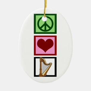 Peace Love Harp Ceramic Tree Decoration