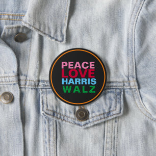 PEACE LOVE HARRIS WALZ Pink Red Blue Round 7.5 Cm Round Badge