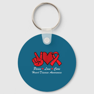 Peace Love Heart Disease Awareness Chd Suprt Wear Key Ring