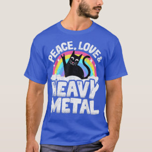 Peace Love & Heavy Metal Cat Kids Punk Band Metal T-Shirt