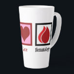 Peace Love Hematology Latte Mug<br><div class="desc">Peace Love Hematology. A cool haematology gift for a haematologist who specialises in blood disorders. Cute present for a hematopathologist.</div>
