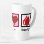 Peace Love Hematology Latte Mug<br><div class="desc">Peace Love Hematology. A cool haematology gift for a haematologist who specialises in blood disorders. Cute present for a hematopathologist.</div>