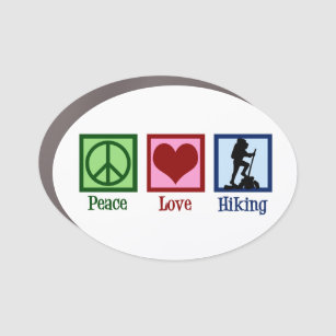 Peace Love Hiking Cute Hiker Car Magnet