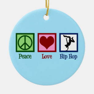 Peace Love Hip Hop Ceramic Tree Decoration