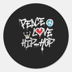 Peace Love Hip Hop Dancing Classic Round Sticker