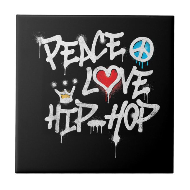 Peace Love Hip Hop Dancing Tile (Front)