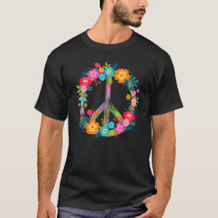 Peace Love Hippie Costume Tie Dye 60s 70s Flowers  T-Shirt