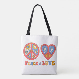 PEACE & LOVE HIPPIE TOTE BAG