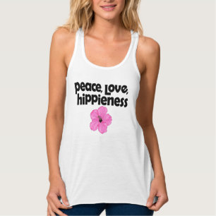 Peace Love HiPPieness Pink Hibiscus Singlet