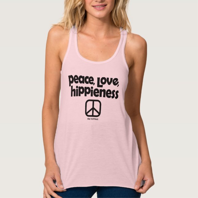 Peace Love Hippieness Pink Singlet (Front)