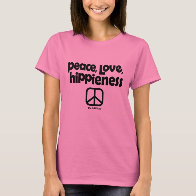 Peace, Love, Hippieness Tie Dye Tee Pink (Front)