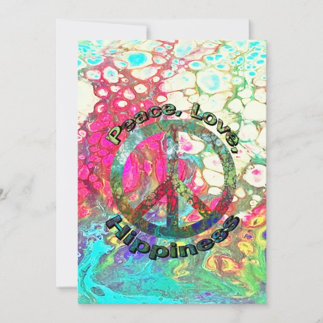 Peace, Love, Hippiness, Hippie, peace sign, retro, (Front)