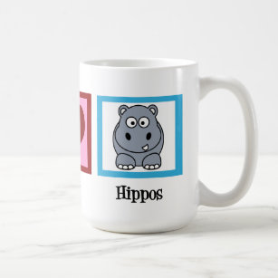 Peace Love Hippos Cute Hippo Coffee Mug