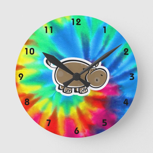 Peace, Love, Hippos Round Clock (Front)