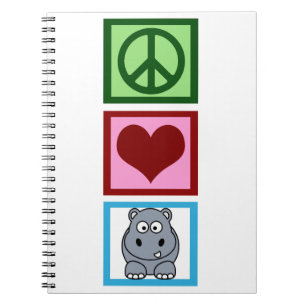Peace Love Hippos Spiral Notebook