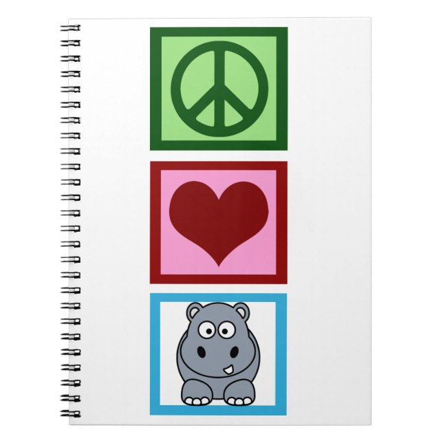 Peace Love Hippos Spiral Notebook (Front)
