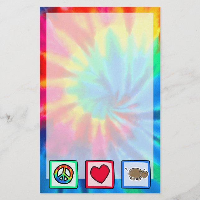 Peace, Love, Hippos Stationery (Front)