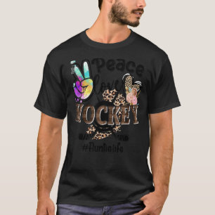 Peace Love Hockey Auntie Life Mum Grandma Leopard T-Shirt