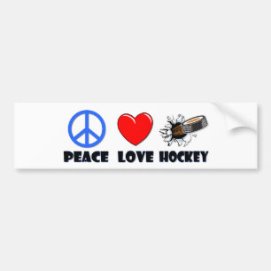 Peace Love Hockey Bumper Sticker