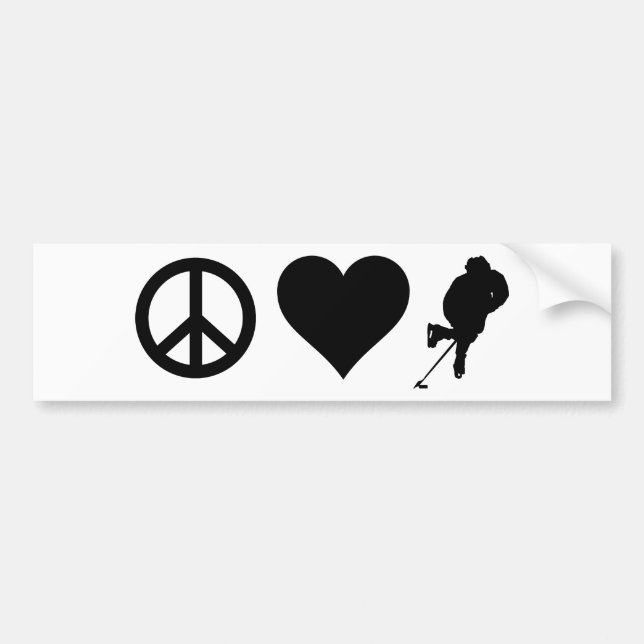 Peace Love Hockey Bumper Sticker (Front)