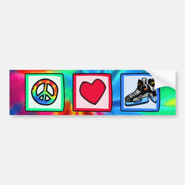 Peace, Love, Hockey Bumper Sticker (Front)