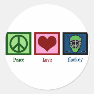 Peace Love Hockey Classic Round Sticker