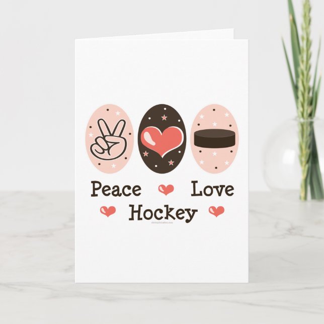 Peace Love Hockey Greeting Card (Front)