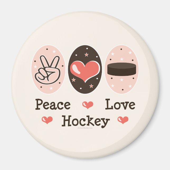 Peace Love Hockey Magnet (Front)