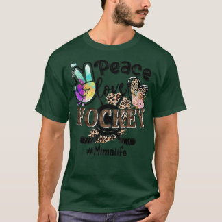 Peace Love Hockey Mima Life Mum Grandma Leopard  T-Shirt