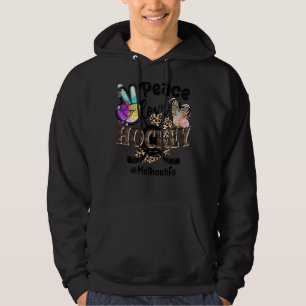 Peace Love Hockey Mother Life Mum Grandma Leopard Hoodie