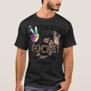 Peace Love Hockey Mum Life Mum Grandma Leopard T-Shirt