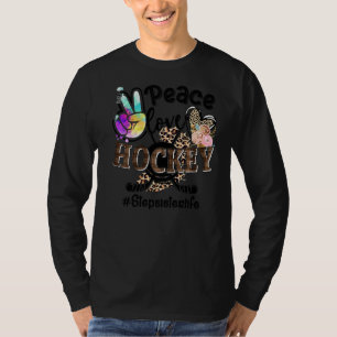 Peace Love Hockey Stepsister Life Mum Grandma Leop T-Shirt