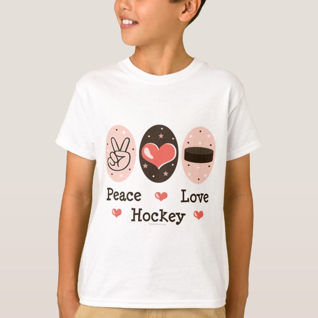 Peace Love Hockey Sweatshirt T-Shirt (Front)