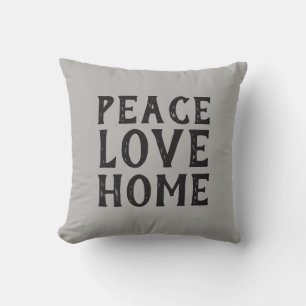 PEACE LOVE HOME typography Cushion