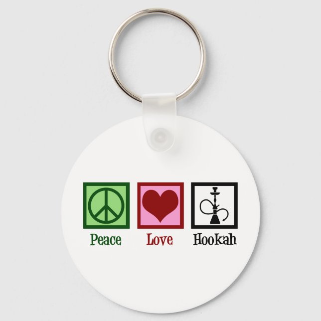 Peace Love Hookah Bar Key Ring (Front)
