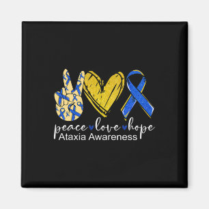 Peace Love Hope Ataxia Awareness Blue Ribbon Magnet