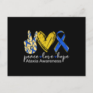 Peace Love Hope Ataxia Awareness Shirt Blue Ribbon Postcard