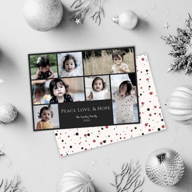 Peace Love Hope Black Photo Christmas Holiday Card (Creator Uploaded)