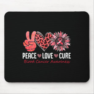 Peace Love Hope Blood Cancer Awareness Red Ribbon Mouse Pad