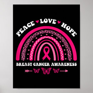 Peace Love Hope Breast Cancer Rainbow Emotional Pi Poster