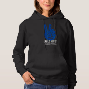 Peace Love Hope Child Abuse Awareness Blue Ribbon Hoodie
