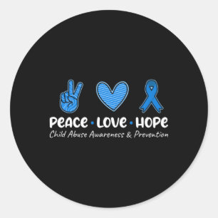 Peace Love Hope Child Abuse Awareness Prevention B Classic Round Sticker