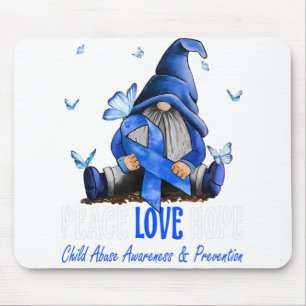 Peace Love Hope Child Abuse Awareness Prevention Mouse Pad