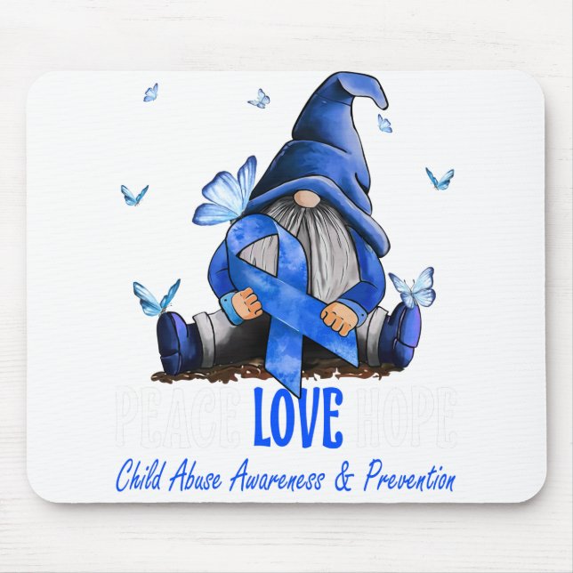 Peace Love Hope Child Abuse Awareness Prevention Mouse Pad (Front)