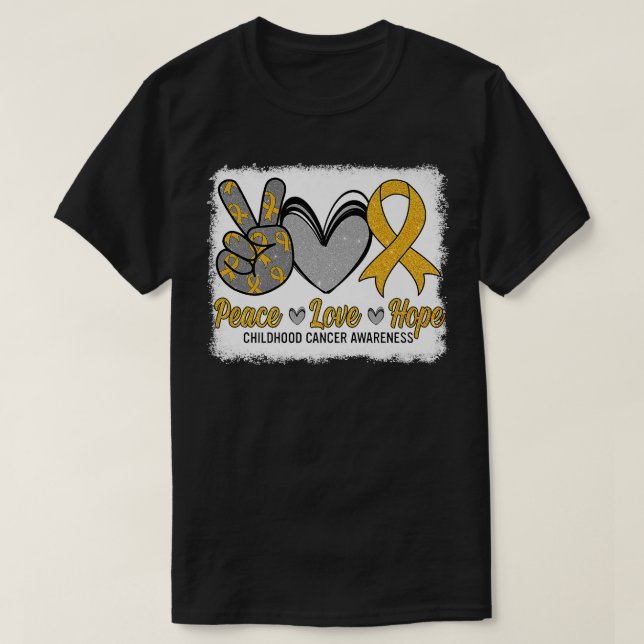 Peace Love Hope Childhood Cancer Awareness Month W T-Shirt (Design Front)