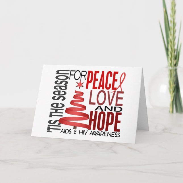 Peace Love Hope Christmas Holiday AIDS Card (Front)