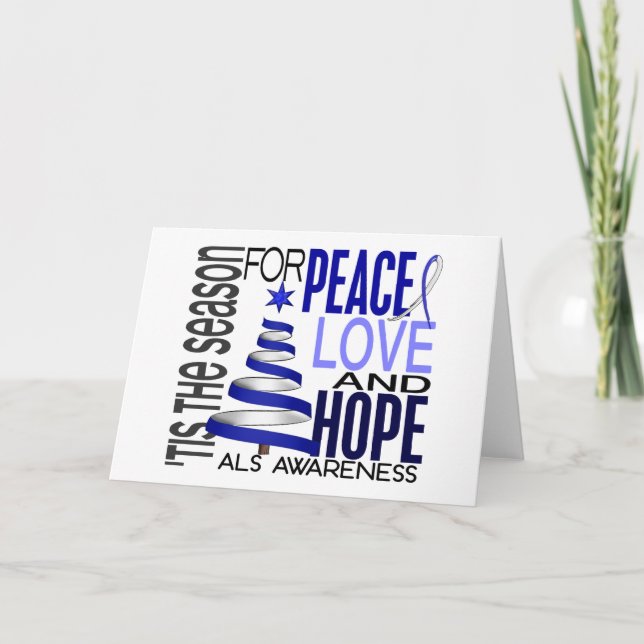 Peace Love Hope Christmas Holiday ALS Card (Front)