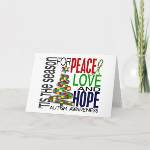 Peace Love Hope Christmas Holiday Autism Card